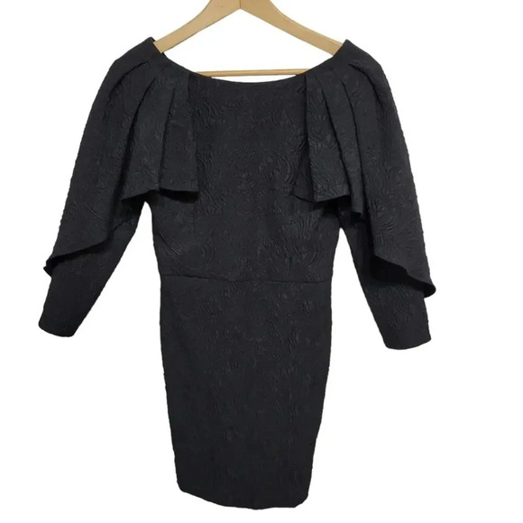 NWT BCBG MaxAzria Little Black Dress Puffy Scalloped Crepe Size 6 - Picture 1 of 5